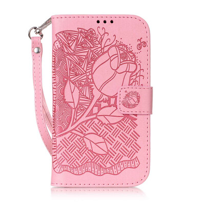 

Pink Rose Design PU Leather Flip Cover Wallet Card Holder Case for SAMSUNG 9082