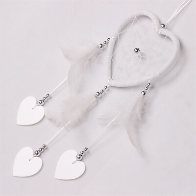 

Белый Heart Shaped Net Loop перо автомобилей Стены висячие украшения Декор Свадебный