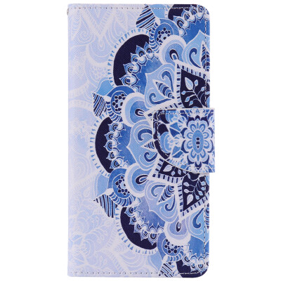 

Blue Flower Design PU Leather Flip Cover Wallet Card Holder Case for SONY X Performance