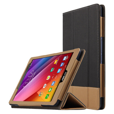 

Cool Lok King ASUS ZenPad Z380 protective cover three fold leather case / bracket holster ASUS ZenPad Z380 flat protective shell 8 inch color pattern - black