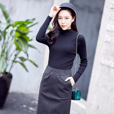 

Antarctic (Nanjiren) Sweater Slim Shirt Teenado Multicolor Sweater Shirt Shirt High Collar Gray