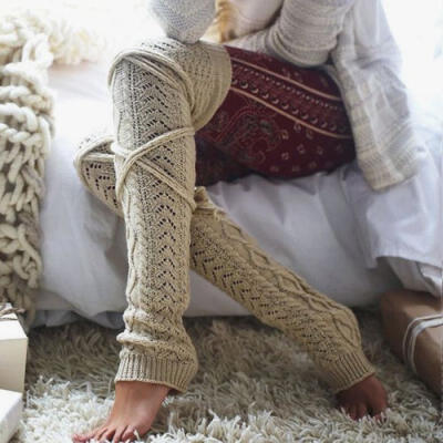 

US Women Crochet Knitted stocking Leg Warmers Boot Cover Lace Trim Legging Socks