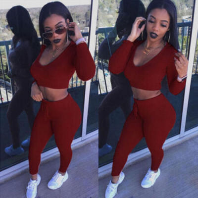 

2pcs Women Crop Top BlousePants Two-piece Playsuit Bodysuit Jumpsuit Romper Set