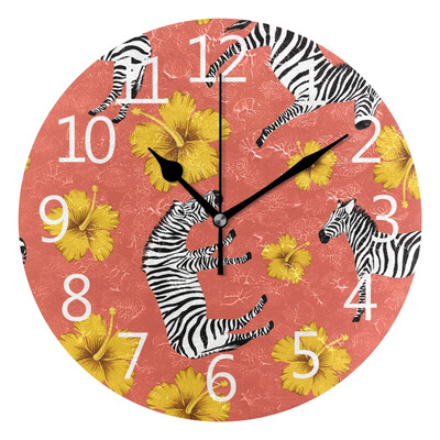 

Wall Clock Arabic Numerals Design Zebra Yellow Round