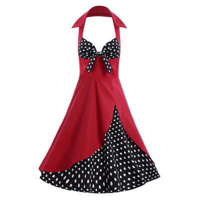 

Polka Dot Halter Plus Size Vintage Dress