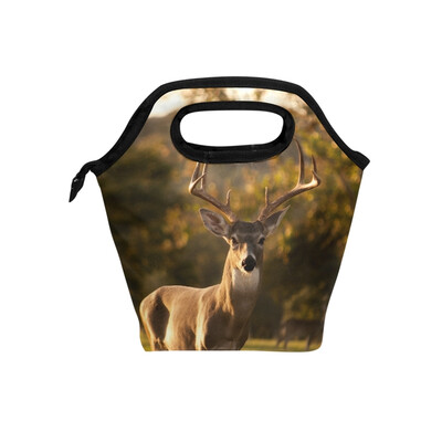 

Lunch Bag Cute Deer Tote Travel Picnic Insulated Handbags Portable Zipper Lunch Bag Box