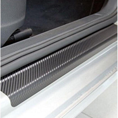 

4 Car Door Sill Scuff Welcome Pedal Protect Carbon Fiber Sticker Free scraper UK