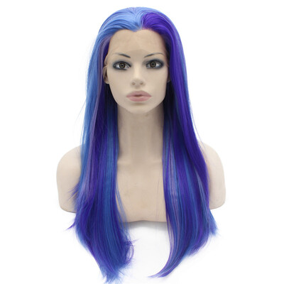 

Long Straight Blue Heat Resistant Synthetic Lace Front Party Wig
