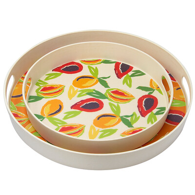 

COECO Bamboo Fiber Round Tray Creative Tea Set Water Cup Tea Plate Plate Fruit Plate SR76194 Fruit 2pcs Set