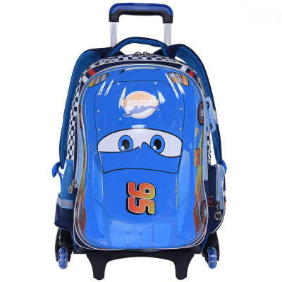 

Disney (Disney) car mobilization children's school bag three rounds of climbing staircase towels light primary school students pull rod bag backpack RB0055A-dark blue (to send rain cover)