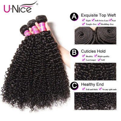

UNice Malaysian Curly Hair Extensions 3bundles Virgin Human Hair
