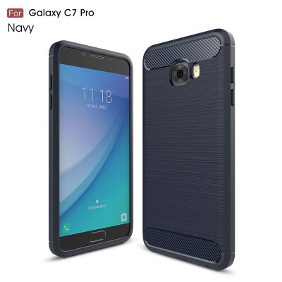 

Fivice Samsung Galaxy C7 Pro case Luxury brushed carbon fiber TPU soft shell