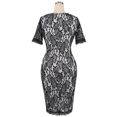 

Summer Black Lace Dress 2017 half Sleeve Elegant Women Wear Casual Formal Work Party Dress
