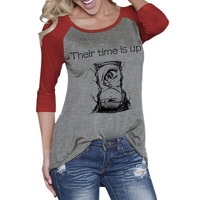 

Spliced Printed Round Neck T-shirt