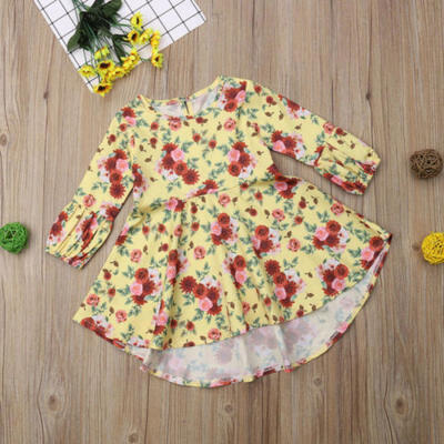 

Toddler Kids Baby Girls Flowers Princess Party Long Sleeve Tutu Dress Clothes