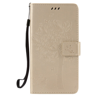 

Gold Tree Design PU Leather Flip Cover Wallet Card Holder Case for HTC 830