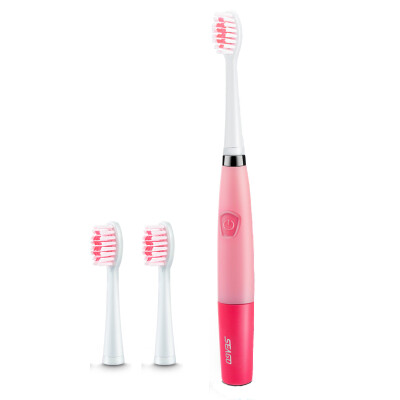 

Battery Operated Sonic Electric Toothbrush For Adults (1 handle + 3 heads)Teeth Brush Heads Oral Care Dental Pink