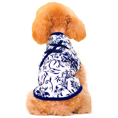

Huapeng pet hoopet blue&white porcelain pet cheongsam cat&dog clothes spring&autumn loaded dog feet loaded M