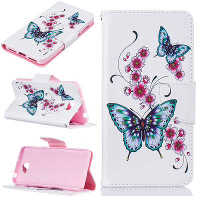 

Peach butterfly Design PU Leather Flip Cover Wallet Card Holder Case for HUAWEI Y5 II