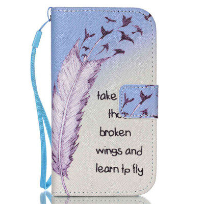 

Feather Design PU Leather Flip Cover Wallet Card Holder Case for SAMSUNG G530