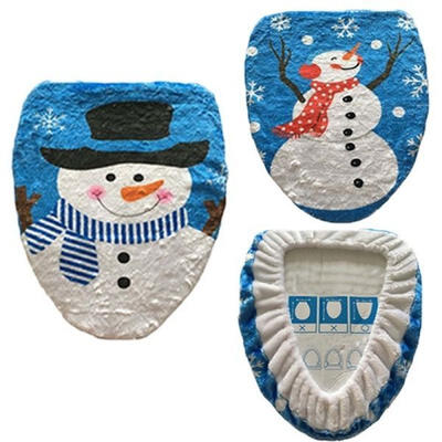 

Christmas Decor Happy Santa Snowman Toilet Tank Seat Cover Decoration Bathroom