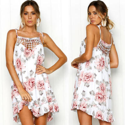 

Women Summer Floral Short Maxi Dress Evening Cocktail Party Beach Dress Sundress