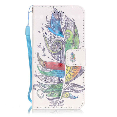

Colourful Plumes Design PU Leather Flip Cover Wallet Card Holder Case for IPHONE 7