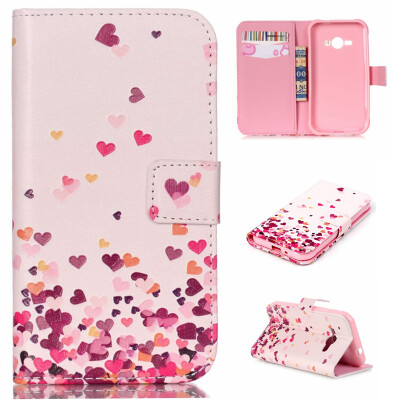 

Pink Heart Design PU Leather Flip Cover Wallet Card Holder Case for SAMSUNG Galaxy J1 Ace