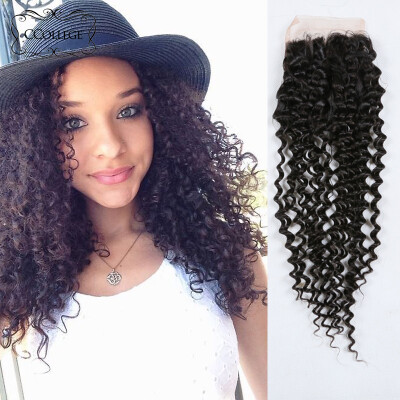 

8A Brazilian Kinky Curly Closure Human Hair Weave Virgin Brazilian Curly Lace Closure Kinky Curly Brazilian Curly Closure 4X4