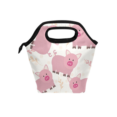 

Lunch Bag Pink Pigs Tote Travel Picnic Insulated Handbags Portable Zipper Lunch Bag Box