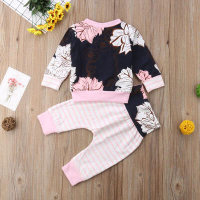 

2PCS Newborn Baby Girls Sweatshirt TopsLong Pants Autumn Outfits Clothes Set