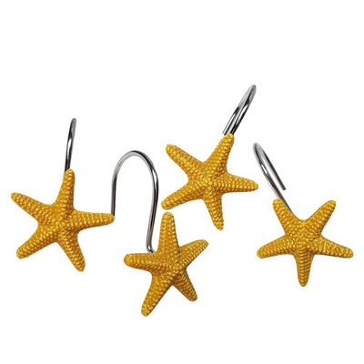 

UpperX Starfish Shower Hooks Rust Proof Shower Curtain Rings for Bathroom Decorative Resin Star Hangers Set of 12