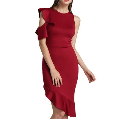 

One Sleeve Ruffle Asymmetrical Mermaid Dress