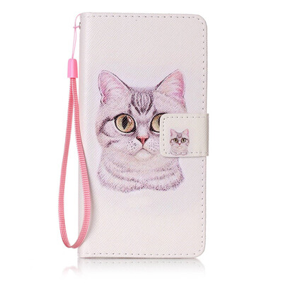 

Короткие волосы Cat Дизайн PU кожа флип Обложка Кошелек Карты Держатель чехол для Lenovo A6000