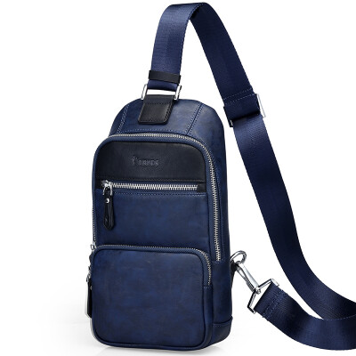 

Genius (TRIES) men's shoulder Messenger bag chest bag pockets fashion casual Korean version of the couple backpack CL5097 blue