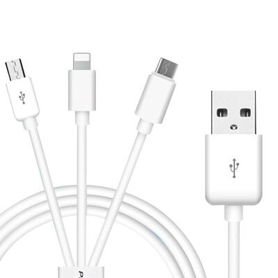 

PISEN (PISEN) Type-C/Micro USB/Lightning 3 в 1мобильный телефон зарядный кабель три многофункциональных зарядный кабель белый