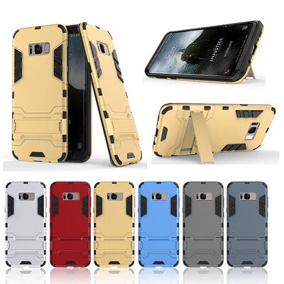 

Gold Slim Robot Armor Kickstand Shockproof Hard Rugged Rubber Back Case For SAMSUNG GALAXY S8