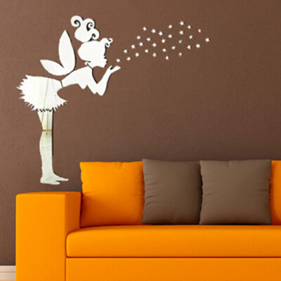 

Angel Magic Fairy & Stars 3D Mirror Wall Sticker Kids Bedroom Decoration Gift