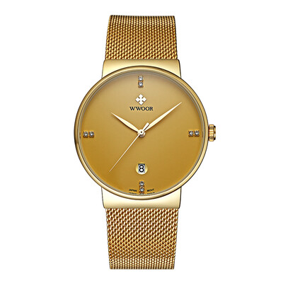 

WWOOR Ultra Thin Fashion Luxury Diamond Quartz Ananlog Man Casual Wristwatch Stainless Steel Simplicity Men Decorative Watch Wat