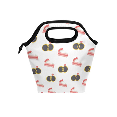 

Lunch Tote Bag Cake And Ring Travel Picnic Insulated Lunch Handbags Portable Zipper Lunch Bag Box