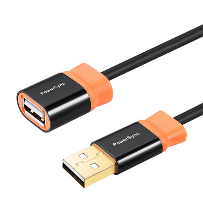 

PowerSync CUB2KCRF0050 USB20 A male TO A mother computer data extension line two-color round black with orange crown King Edition