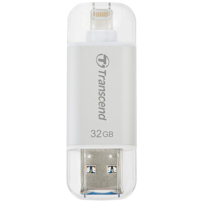 

Transcend 32GBJDG300 Apple phone flash drive phone companion Lightning, USB 3.1 dual connector Apple official MF certification silver