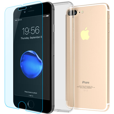 

2 sets] BIAZE iPhone7 Plus mobile phone shell Apple 7 plus steel film 0.28mm glass film + fresh protective sleeve new machine pack pack-JK138