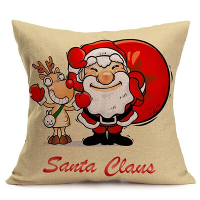 

UpperX Vintage Christmas Cartoon Smowman Penguin Sofa Bed Home Decor Festival Pillow Case Cushion Cover Santa Claus with deer