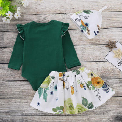 

UK Stock 3PCS Newborn Baby Girls Tops Romper Floral Dress Outfits Clothes 0-24M