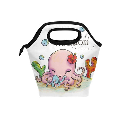 

Insulated Lunch Tote Bag Octopus Mothers Travel Picnic Lunch Handbags Portable Zipper Lunch Bag Box