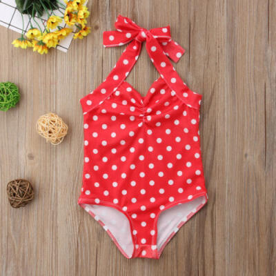 

Newborn Baby Girls Polka Dot Swimsuit Toddler Swimwear Swimming Halter Bikini