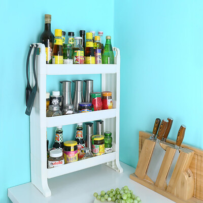 

Porcelain Dispensing Shelf Kitchen Shelf Floor Storage Shelf 3-layer Seasoning Tank Recipe Box DQ1307-1