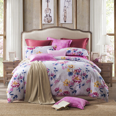 

LOVO charming flower cotton bed setbed kit duvet coverbedsheetpillowcase