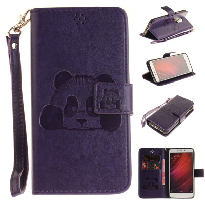 

Purple Panda Style Embossing Classic Flip Cover with Stand Function and Credit Card Slot for XIAOMI RedMi Note4